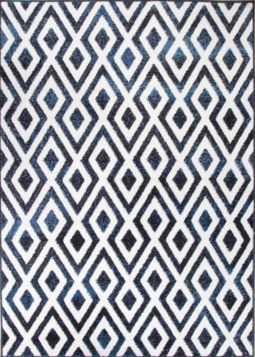 Madison Gigi Blue & White Patterned Ombre Rug – loomedhome