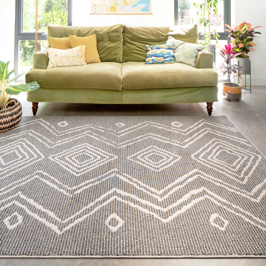 Found & Fable White & Black Chevron Shag Area Rug, 5x7, Sold by at Home